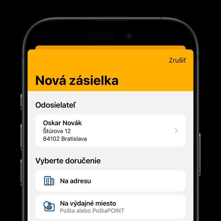 Pohľad na obrazovku s mobilnou aplikáciou