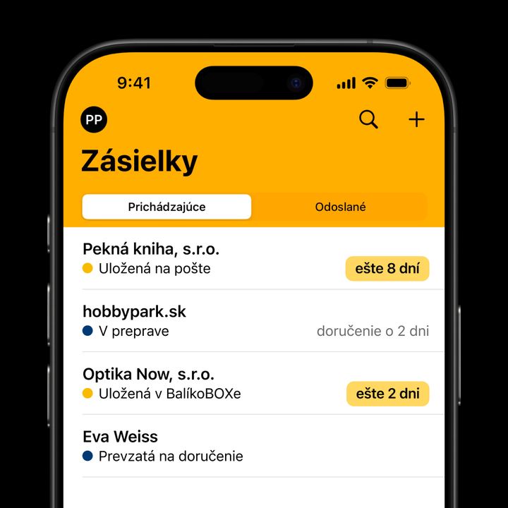Pohľad na obrazovku s mobilnou aplikáciou