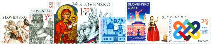 Koláž vybraných poštových známok