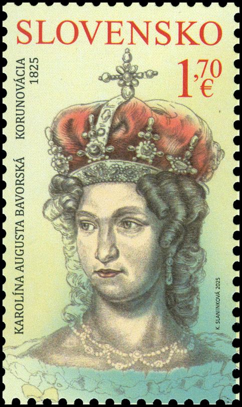 známka 200. výročie korunovácie Karolíny Augusty Bavorskej v Bratislave