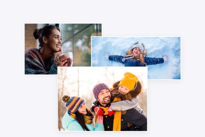 Koláž možných formátov pohľadníc