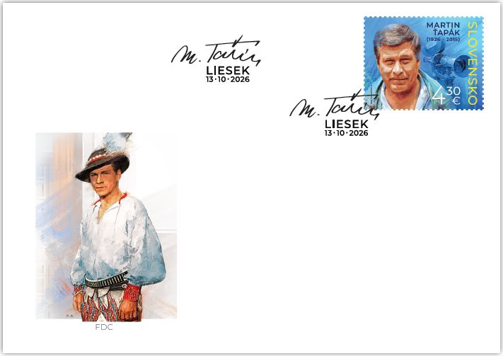 Martin Ťapák na poštovej známke aj s polu s FDC pečiatkou, ktorej motívom je jeho podpis.